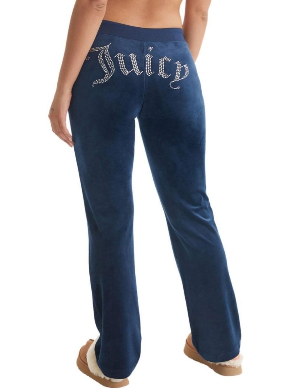 Chic Women's Velour Pants with Ribbed Waist and Adjustable Drawcord - Cozy Style